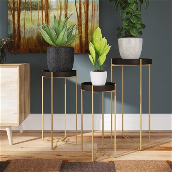 Deluxdesigns Heming Black & Gold Accent Tables - Set of 3 DE2522582